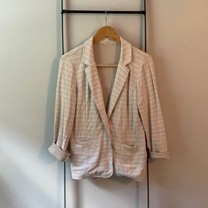 Caslon Casual Striped Khaki Blazer